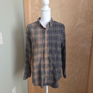 Urban Outfitters Urban Renewal Green Plaid Bleached Button Down Shirt